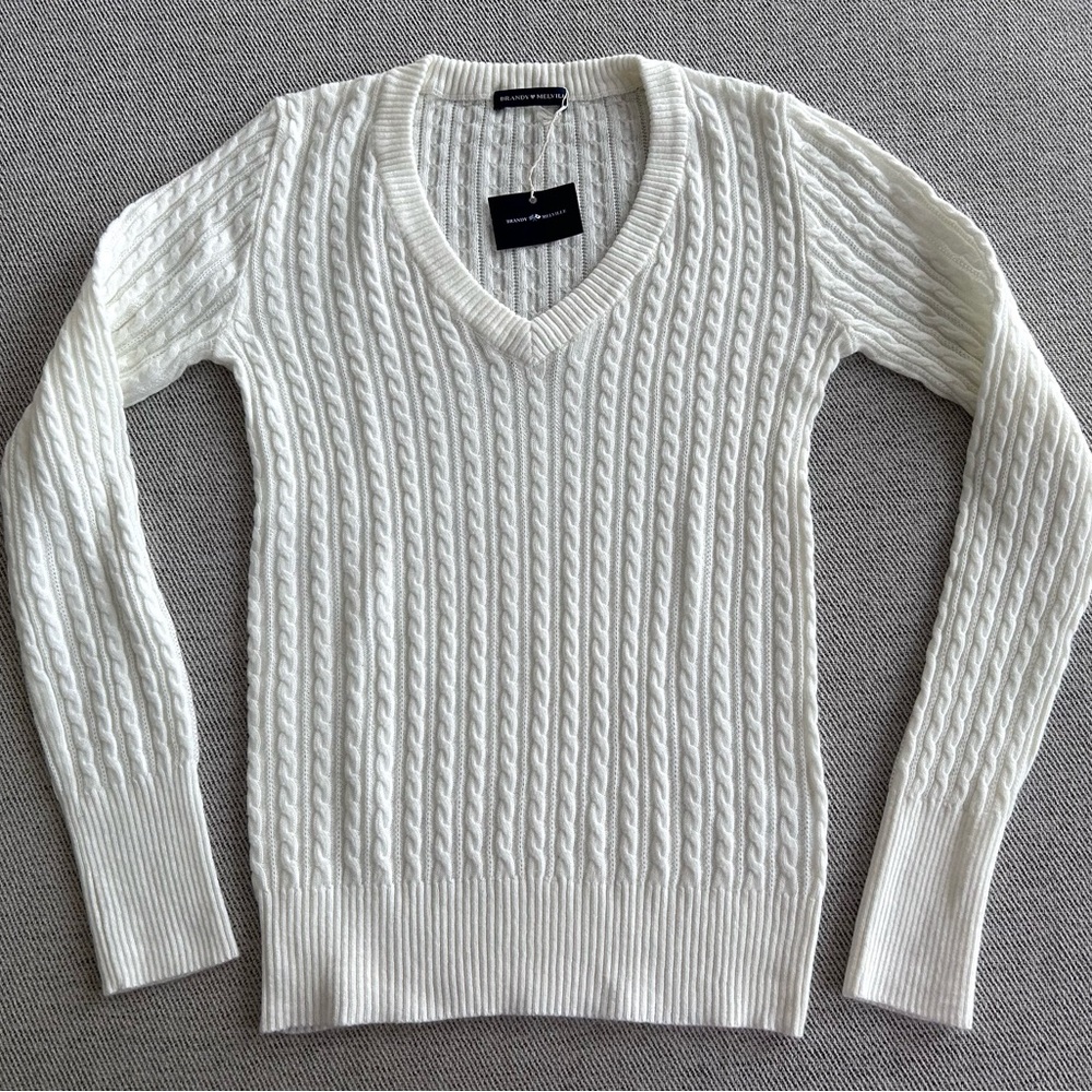 Brandy Melville Sweater Cable Knit V-neck- Brand New